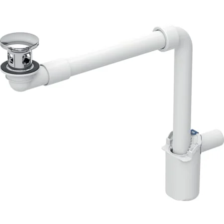 Évacuation de lavabo Geberit modèle gain de place, bonde compacte, à écoulement libre et recouvrement de soupape
