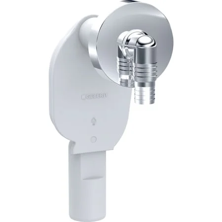 Siphon à encastrer Geberit pour appareils, avec deux raccords, boîtier à encastrer et plaque de fermeture