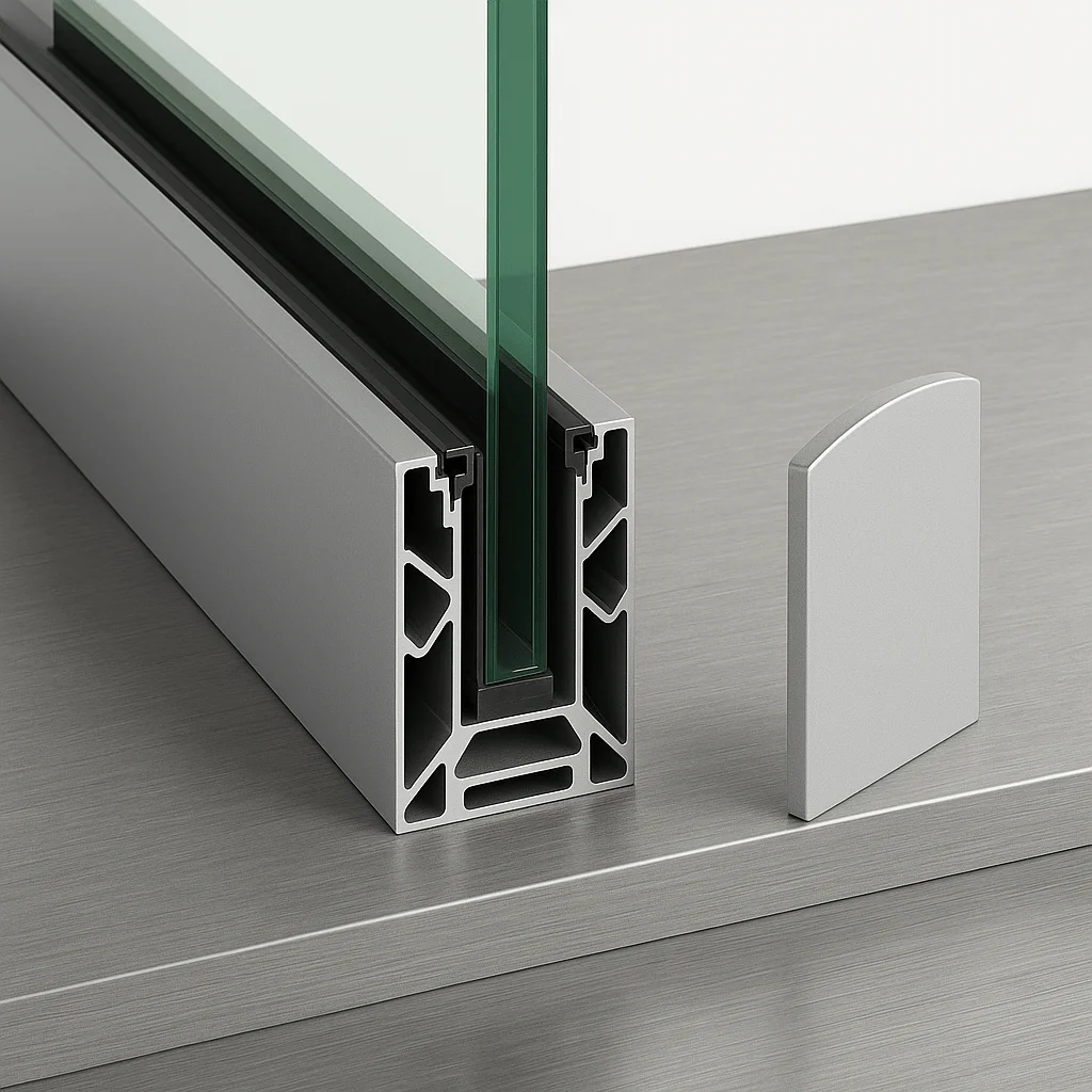 MOD 6622 - Profil de garde-corps : embout gauche, montage latéral (EASY GLASS® UP)