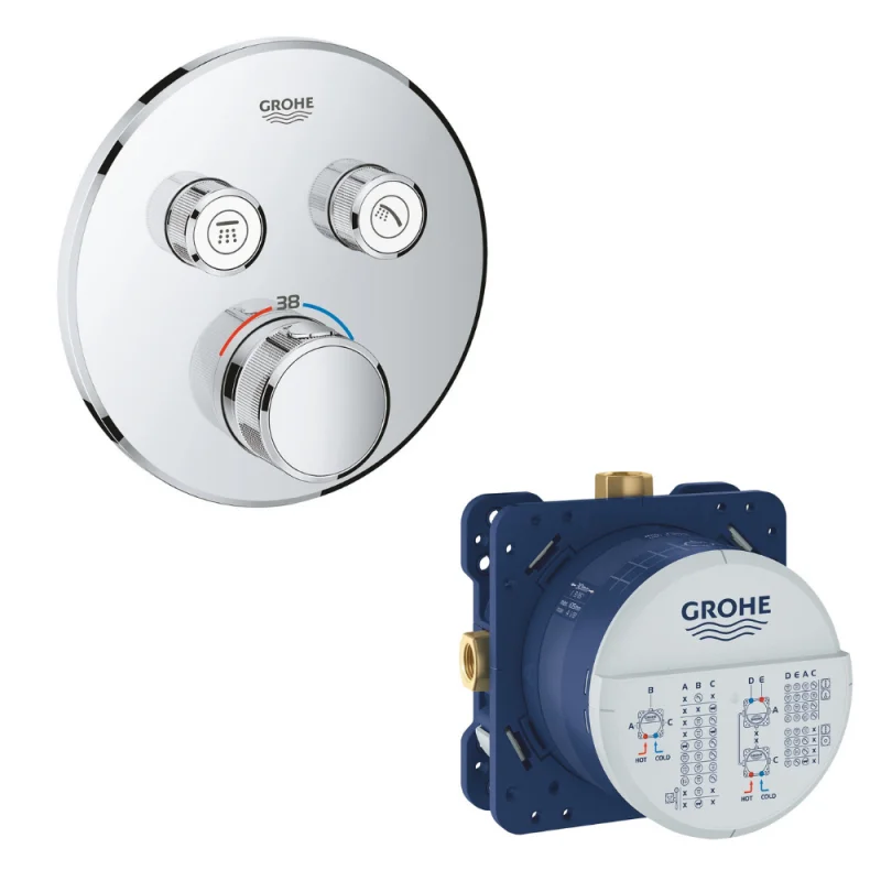 Façade avec mitigeur thermostatique encastré 1 sortie