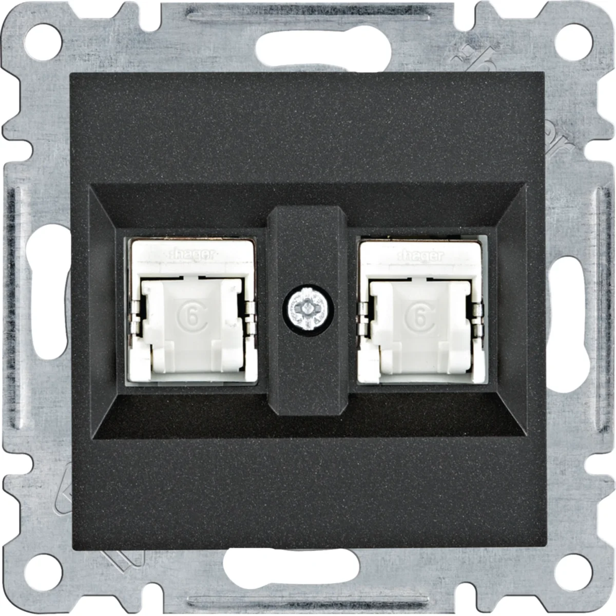 Prises RJ45 2 modules - cat. 6 STP double avec porte-étiquette (grade 2 TV)