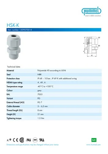 HSK-K Cable Gland