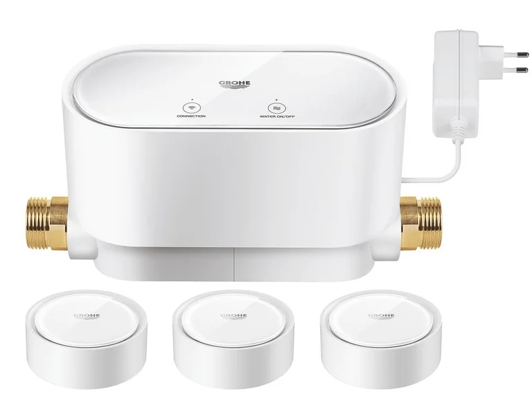 Mitigeur monocommande lavabo mural 2 trous avec inserts en Caesarstone Blanc Attique