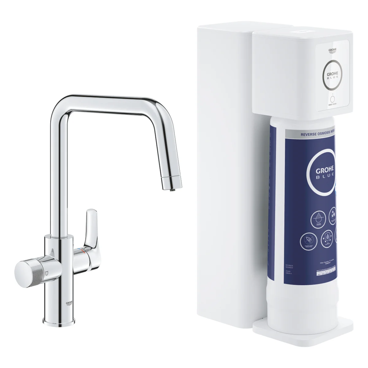 Eurosmart Mitigeur, Bec U, avec fonction de filtration de l'eau + kit filtre S 5 étapes