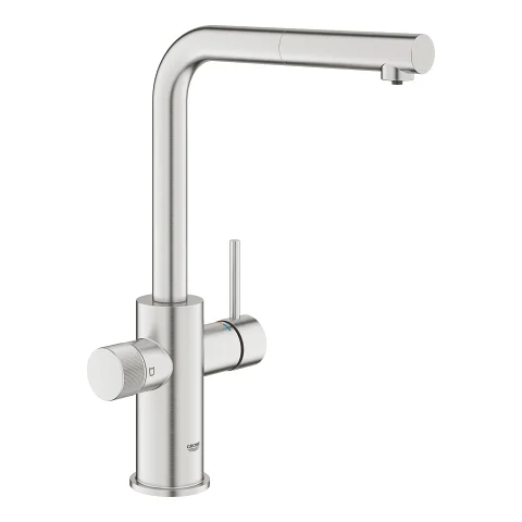 Minta Mitigeur filtrant avec douchette, Bec L, avec fonction de filtration de l'eau + kit filtre S 5 étapes