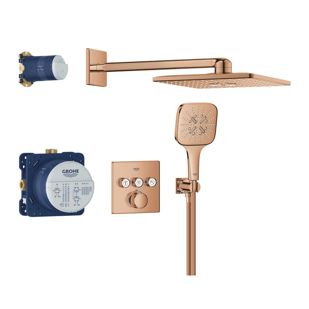 Grohtherm SmartControl — Pack pour douche encastrée avec Rainshower SmartActive 310 Cube
