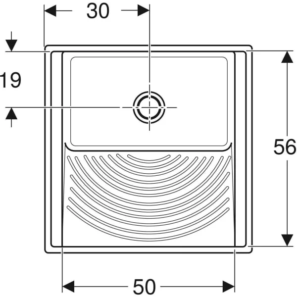 Timbre d'office Geberit Publica avec surface de lavage inclinée et trop-plein
