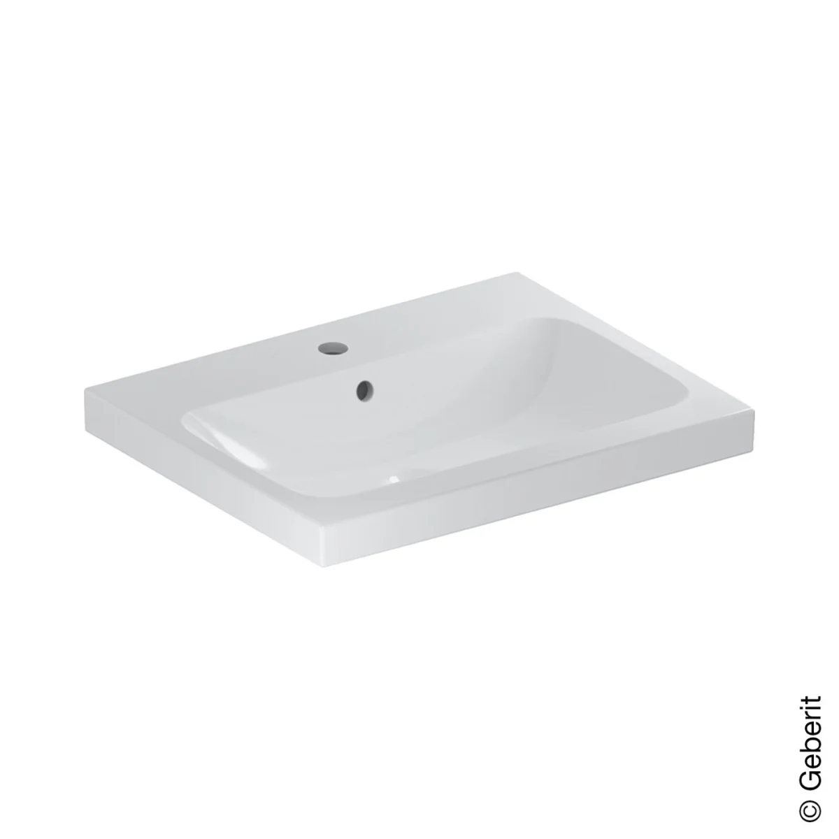 Vasque à poser Geberit iCon light, rectangulaire, avec trou de robinetterie