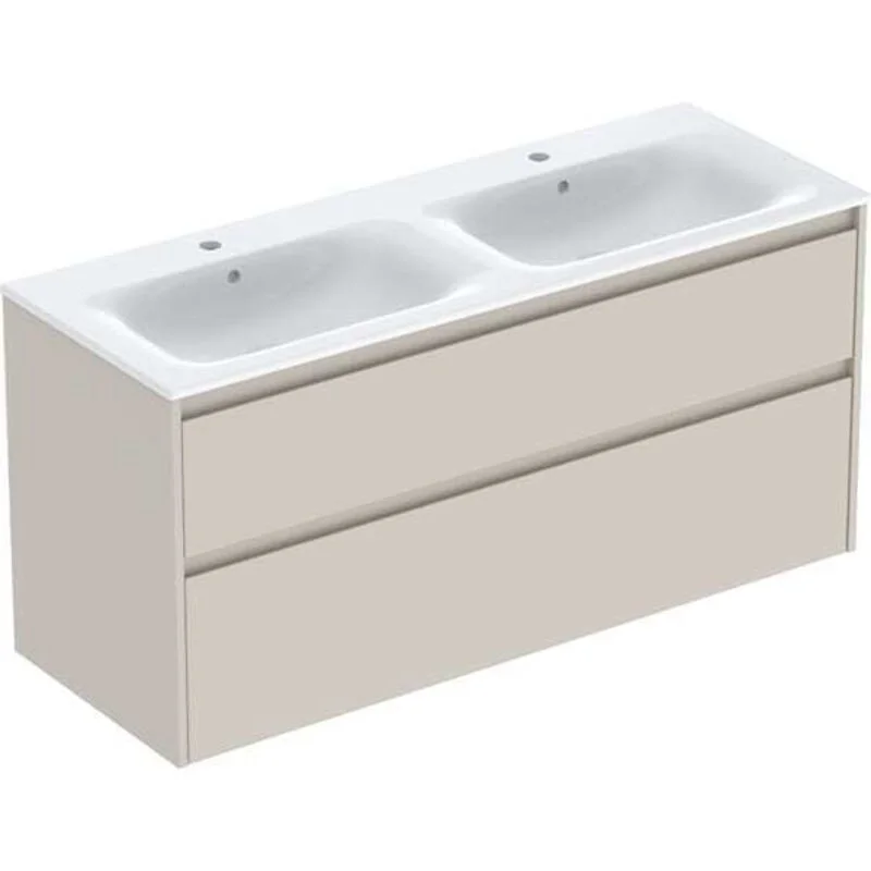 Meuble bas Geberit Renova Plan pour lavabo double, avec deux tiroirs et deux tiroirs à l’anglaise
