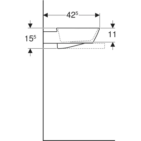 Vasque à poser Geberit ONE, en forme de coupelle, sans trou de robinetterie, sortie verticale