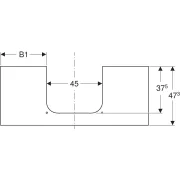 Plan pour vasque Geberit ONE avec découpe, pour vasque à poser rectangulaire