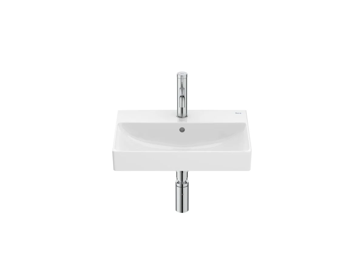Compact wall-hung ceramic basin with fixing kit