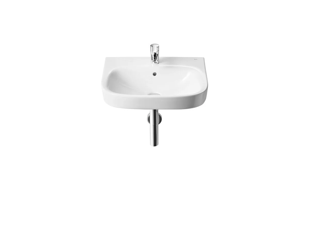 Wall hung ceramic basin with one taphole and fixing kit