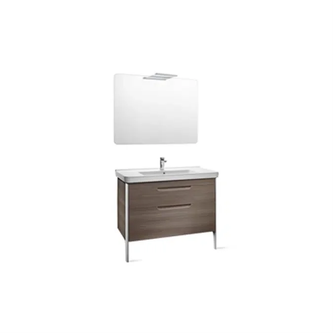 Pack - Base unit with two drawers, basin, mirror and Starlight LED spotlight (Victoria)