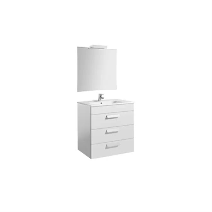 Pack - Base unit with three drawers, basin, mirror and Starlight LED spotlight (Victoria)
