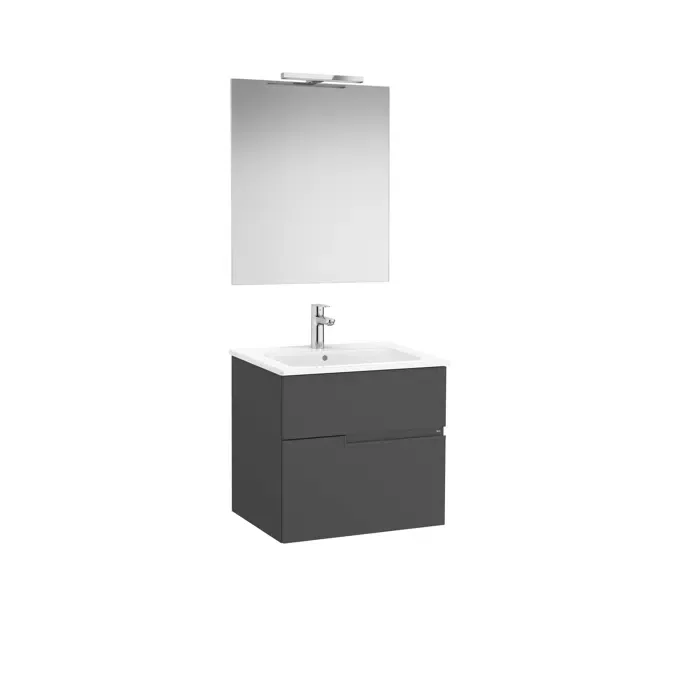 Pack - Base unit with two drawers, basin, mirror and Starlight LED spotlight
