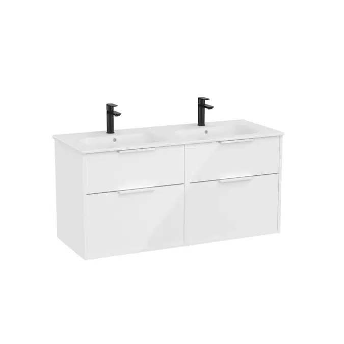 Unik - Base unit with four drawers and Fineceramic® double basin