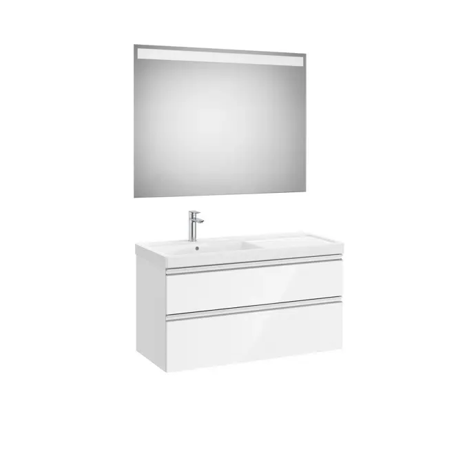 Pack - Base unit with two drawers, Fineceramic® basin and Eidos LED mirror