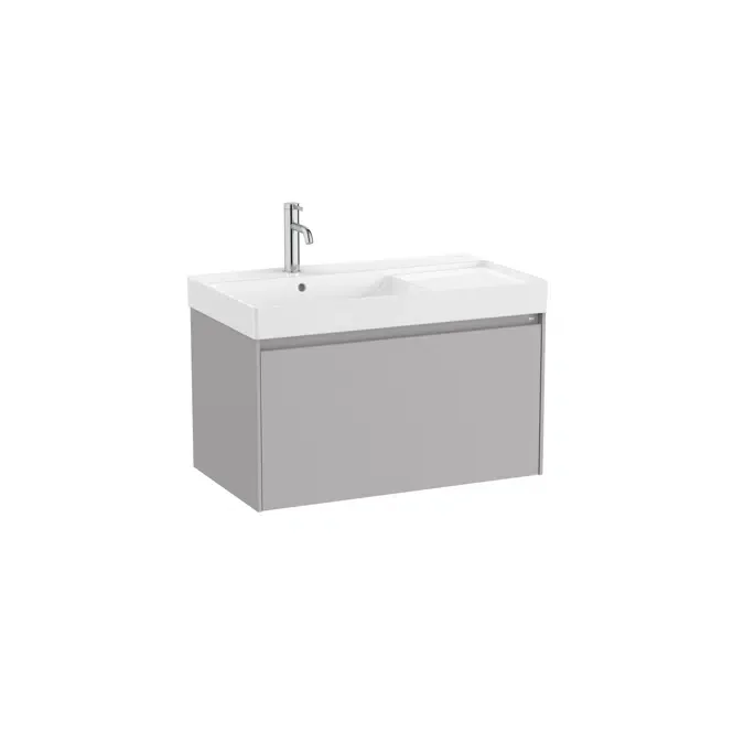 Unik - Base unit with one drawer and Fineceramic® basin, left-hand basin