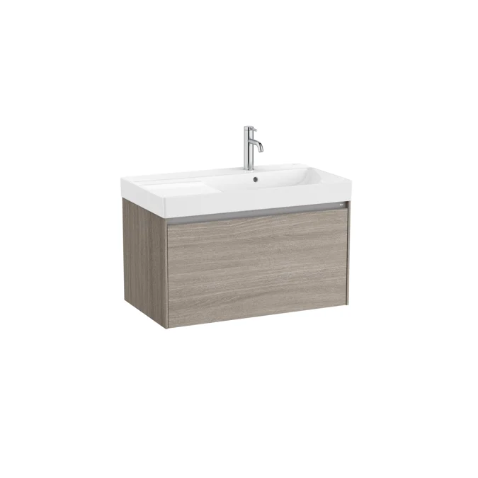 Pack - Base unit with one drawer, basin and Eidos LED mirror, right-hand basin