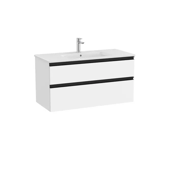 Unik - Base unit with two drawers and slim centered basin