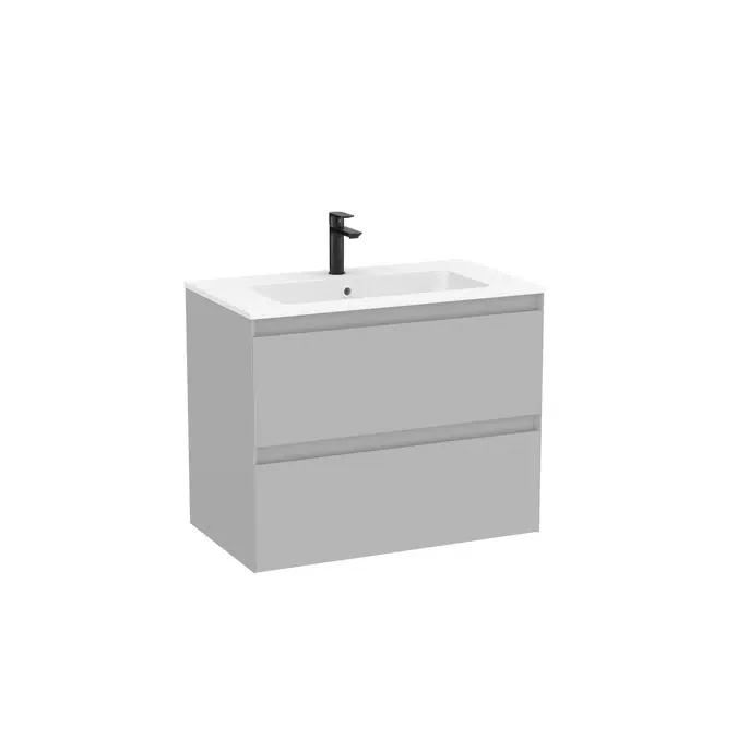 Unik - Base unit with two drawers and Stonex® basin in matt white finish