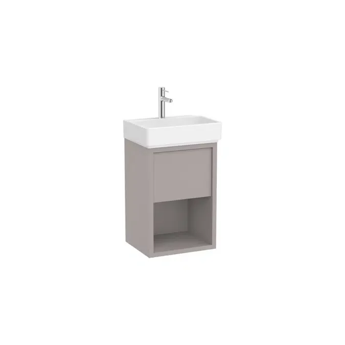 Unik - Compact base unit with one drawer, bottom shelf and basin