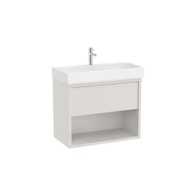 Unik - Base unit with one drawer, bottom shelf and basin with one taphole