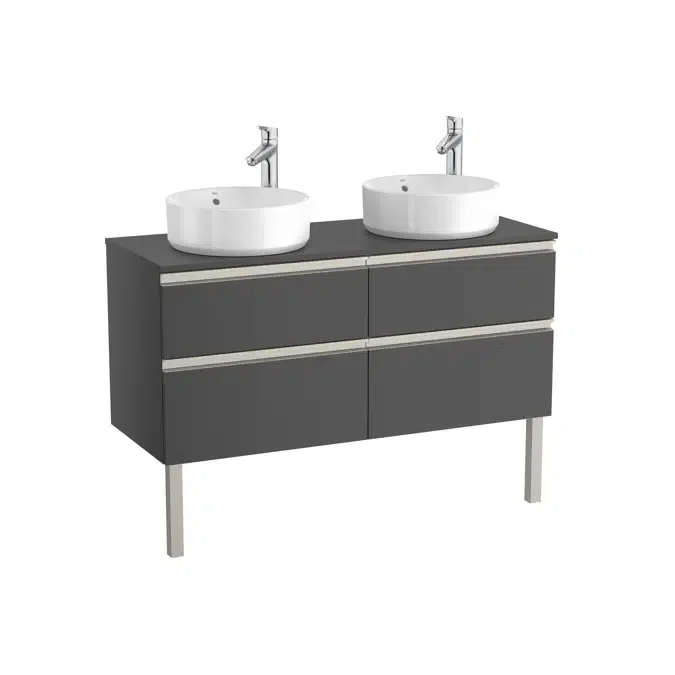 Victoria-N Pack - Base unit with four drawers, double basin, mirror and Starlight LED spotlight