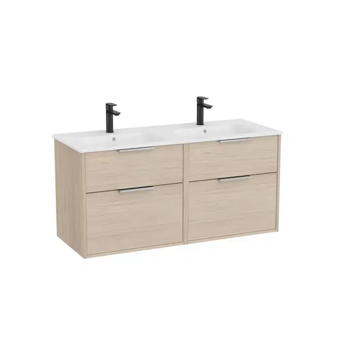 Unik - Base unit with four drawers and double ceramic basin