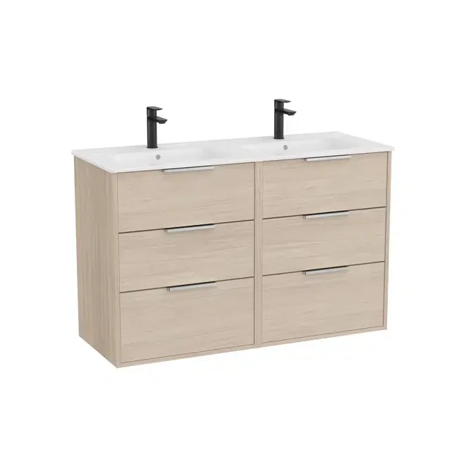 Unik - Base unit with six drawers and double ceramic basin