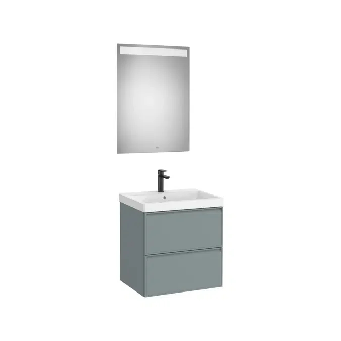 Pack - Base unit with two drawers, basin and Eidos LED mirror