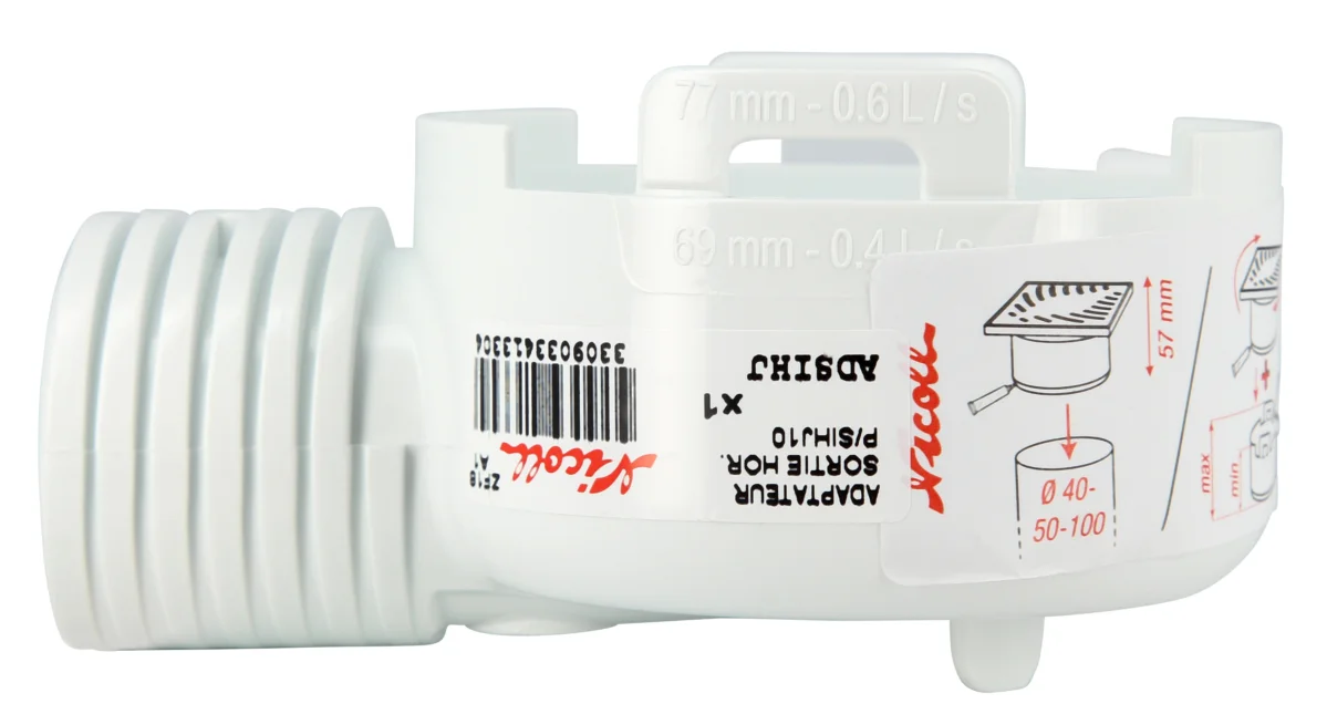 Adaptateur sortie horizontale ø 40 M/50 F