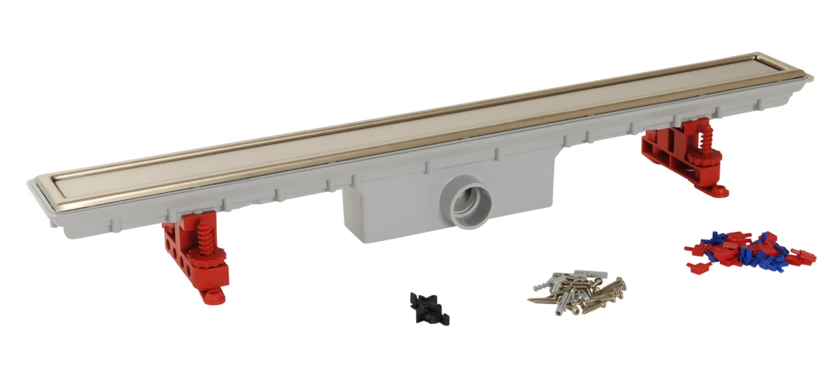 CANIVEAU DE DOUCHE - GRILLE CENTRALE AMOVIBLE EN INOX