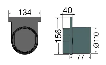 Fond/naissance Hauteur 2 - Ø 110