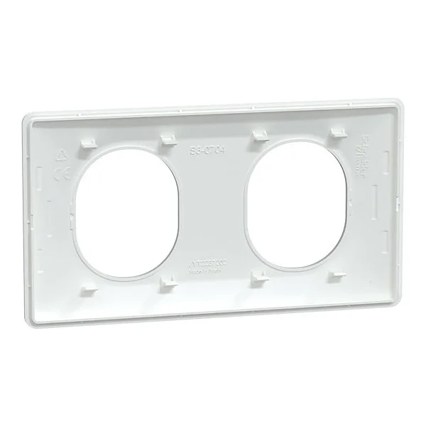 Plaque de finition Ovalis Blanc avec bague effet Argent Chromé