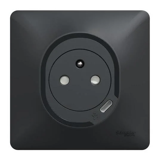 Prise 2P + T + chargeur USB type C Ovalis Anthracite