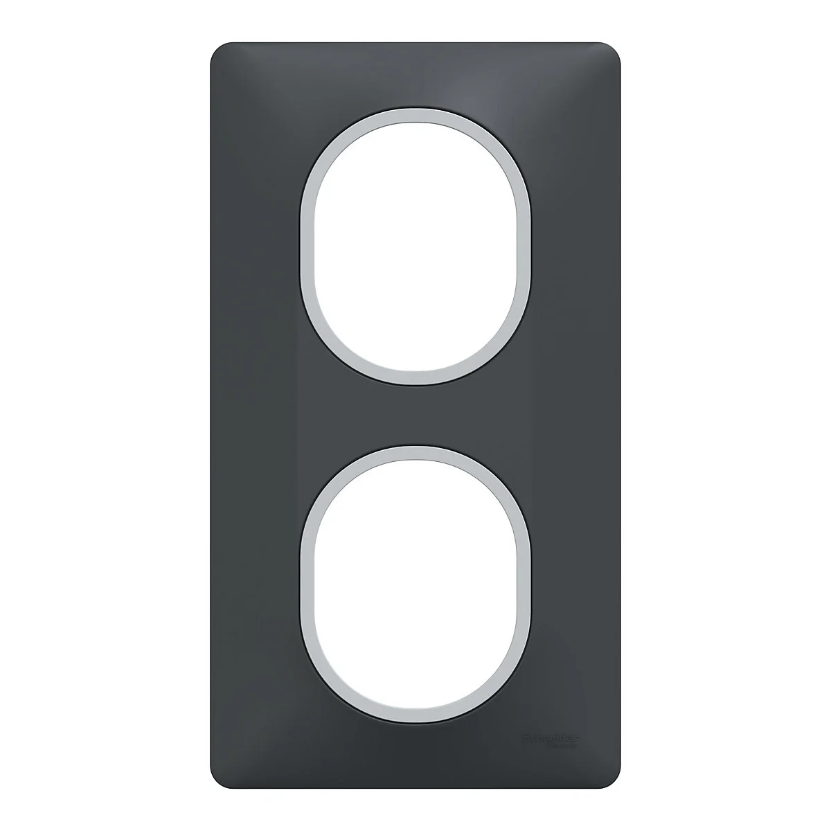 Plaque de finition Ovalis Anthracite avec bague effet Argent Chromé