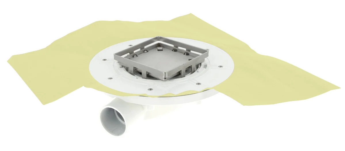Siphon faible hauteur, Ø 40 mm, débit 0,6 l/s, réhausse 15 x 15 ajustable, avec clapet magnétique
