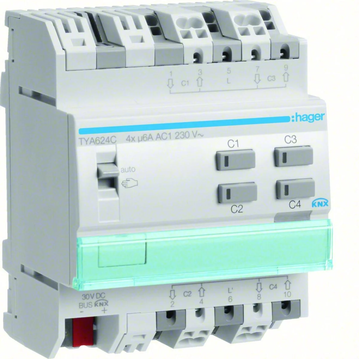 Module de sortie modulaire volets et stores TYA, 4 moteurs 230 V alternatif