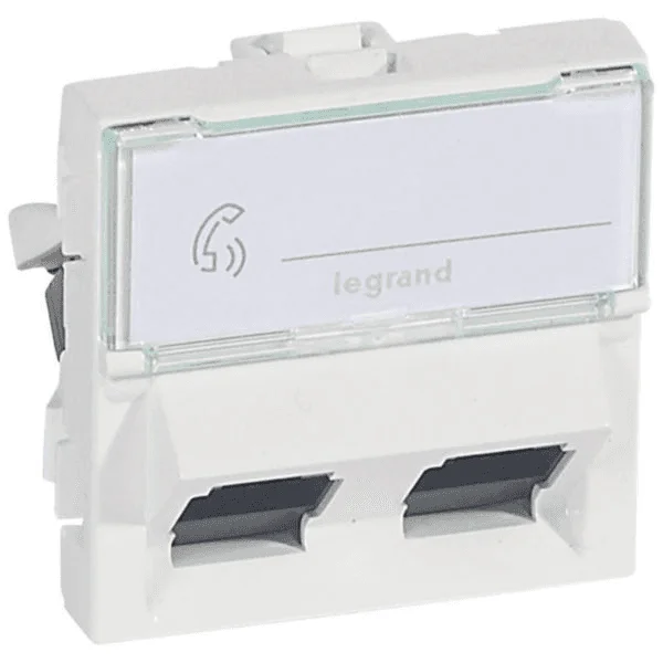 Prises RJ45 2 modules - cat. 6 UTP simple avec porte-étiquette