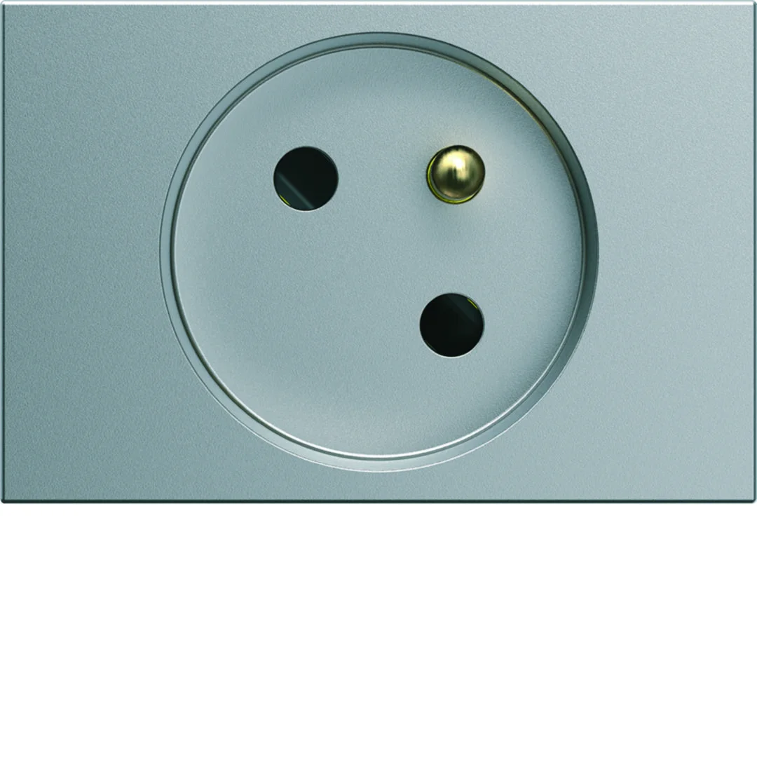 Prise 2P + T 16 A titane - spécial goulottes