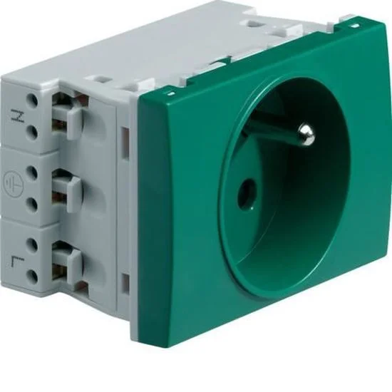 Prise 2P + T 16 A vert - spécial goulottes