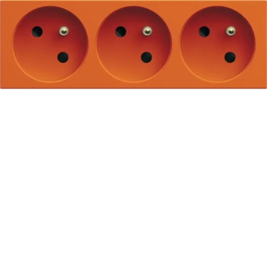 Prise triple 2P + T 16 A orange - spécial goulottes